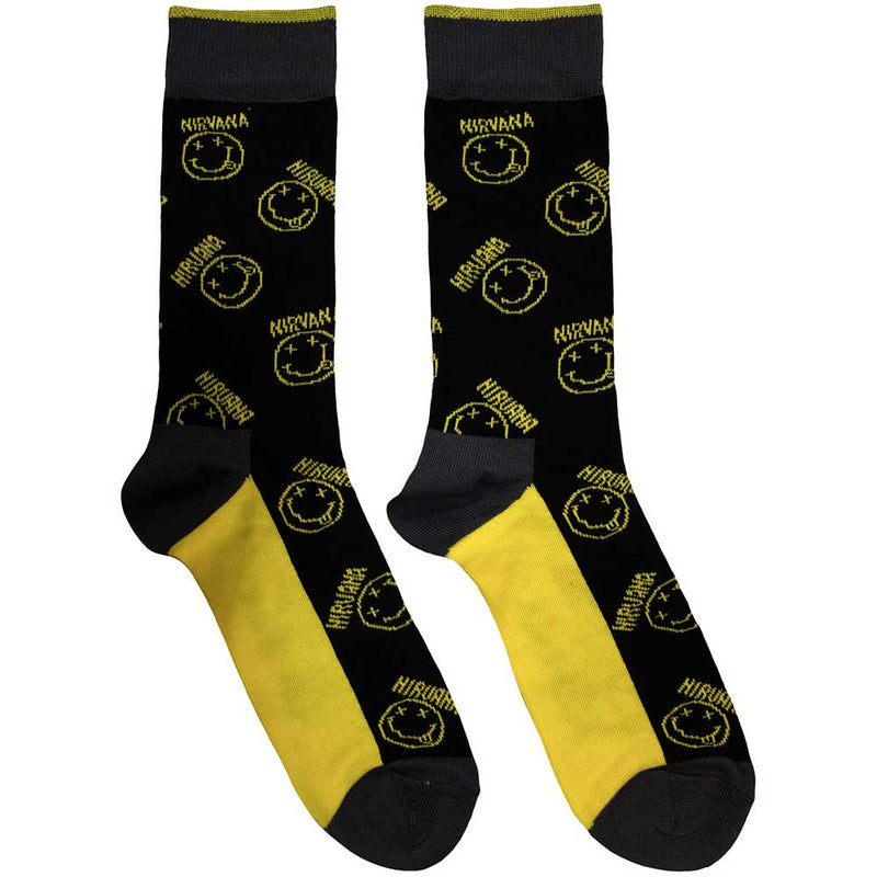 Nirvana - Smiley & Logo Stripes - Socks