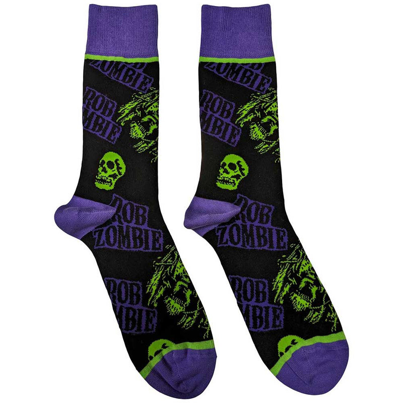 Rob Zombie - Skull Face Green/Purple - Socks