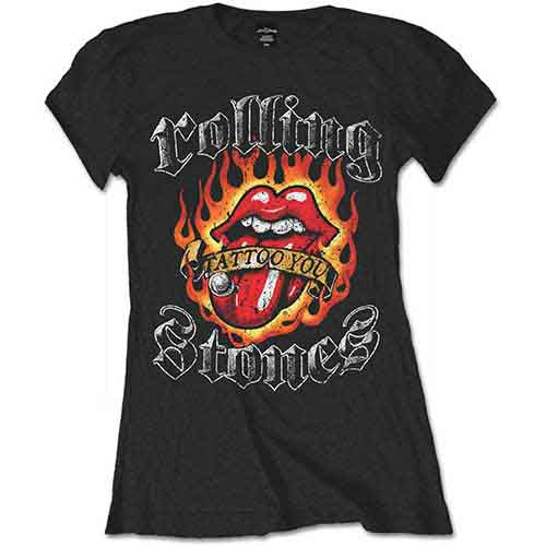 The Rolling Stones - Flaming Tattoo Tongue - Ladies T-Shirt