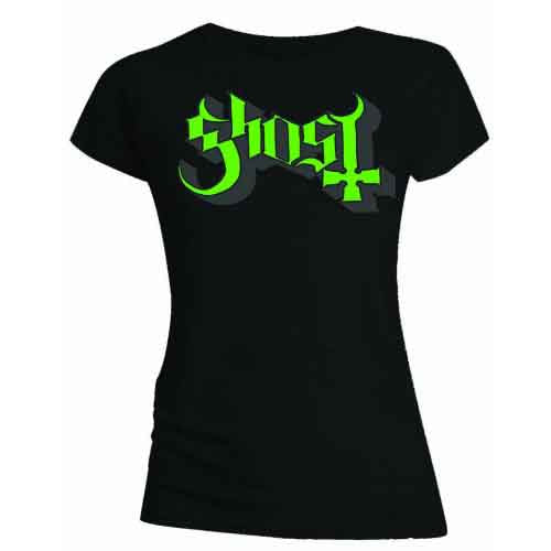 Ghost - Green/Grey Keyline Logo - Ladies T-Shirt