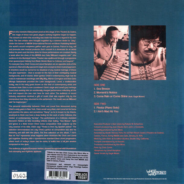 Chick Corea & Lionel Hampton : In Concert Live At Midem 1978 (LP, Album, RSD, Num, RE, RM, 180)