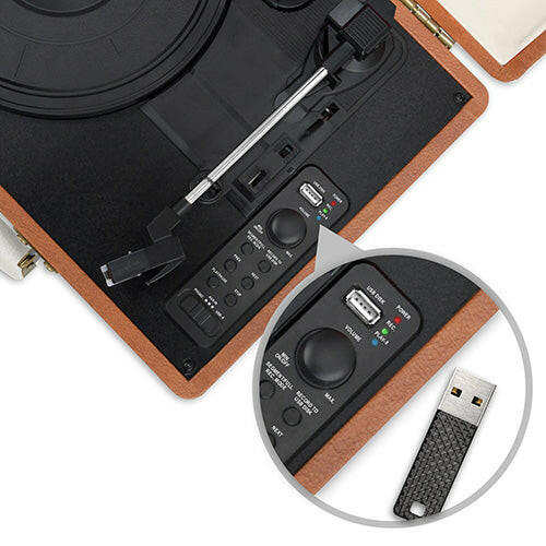 mbeat - Woodstock Retro Turntable with USB & Bluetooth